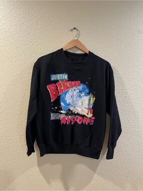 Bravado Black Justin Bieber Graphic Crewneck with Multicolor Print